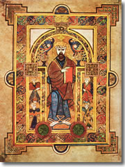 A page from the Book of Kells (Christ Enthroned, Folio 