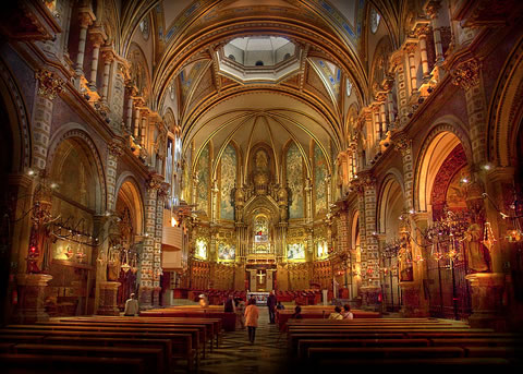 The interior of the church at the Montserrat monastery