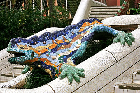 The main staircase at Park G�ell, Barcelona.