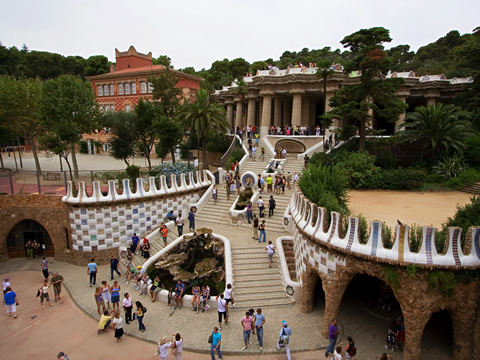 The main staircase at Park Gell, Barcelona.