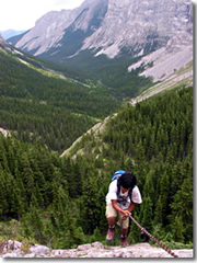 Hiking over the Continental Divide between BC and Alberta, Canada