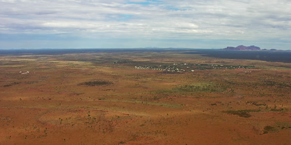 The Olgas and the hotels near Ayer's Rock, Australia