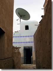The Nubian houses on Elephantine Island at Aswan may be built of mud brick, but they do have satellite TV service.
