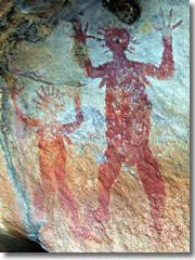 Ancient aboriginal pictographs on a boulder along the Jatbula trail.