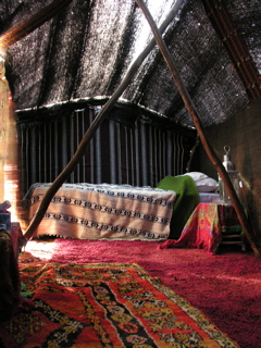 Tent sweet tent; the author's traditional Berber lodging by the Oued Chbika, Morocco.
