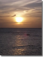 Sunset over Curaçao; the view from the Kura Hurlanda Lodge in Westpunt.