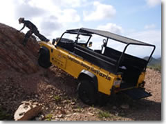 Steven Adamus tries to impress us with his driving skills during a Yellow Jeep Safari of Curaçao's Mt. Christoffel National Park, but only ends up fouling up the jeep (no worries; it only took him 20 minutes to figure out what he'd done wrong).