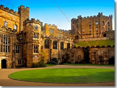 The 11th centry castle that houses students -- and, in the off-season, travelers -- at Durham University in England