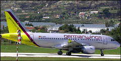 A no-frills airline germanwings plane taxis for take-off in Split, Croatia