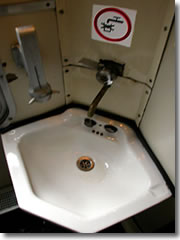 A bathroom sink on a European train: don't drink the water