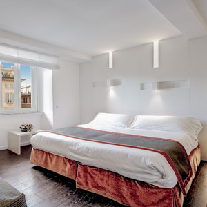 A room at the Hotel Albergo Abruzzi in Rome, Italy