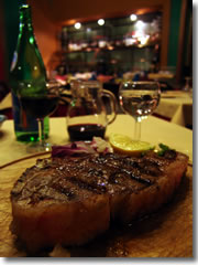 The mighty Bistecca Fiorentina, Florence's classic grilled steak. For mreo FLorentine dishes, see below.