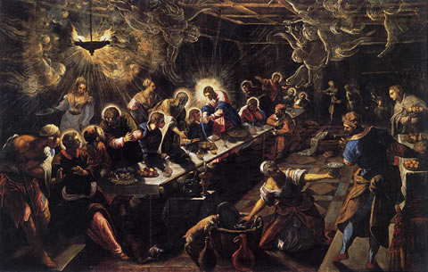 Cenacolo (The Last Supper) (1592/94) by Jacopo Tintoretto in the church of San Giorgio Maggiore, Venice