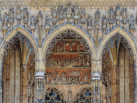 The carvings around the main portal on the Ulm Cathedral