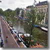 A view of a canal from a room at the Rembrandt Classic Hotel in Amsterdam