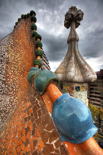 A detail of the roof of Casa Battl, Barcelona