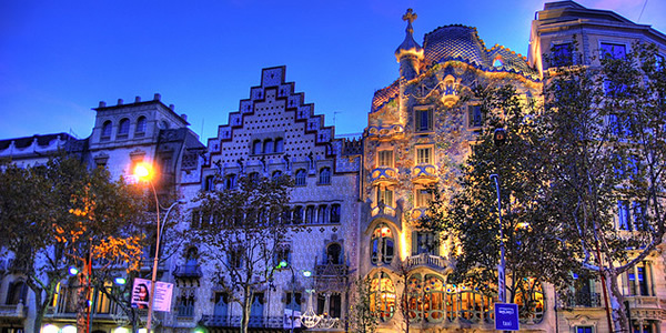 Art Nouveau buildings along the Illa de la Discordia of Barcelona's Passeig de Gracia