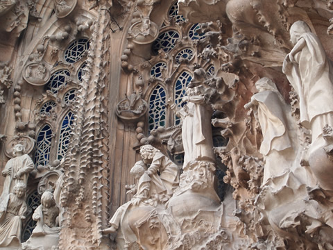 Some of the detailed decorations on the Nativity Facade of Sagrada Familia Basilica, Barcelona