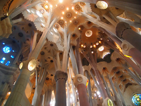 The nave of Sagrada Familia Basilica, Barcelona.