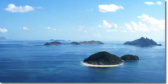 Aerial view of Mamanuca Islands, Fiji