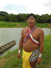 Antonio, chief of the Embera village of Tusipono ("bird-flower") along the Upper Rio Chagres in jungle of Chagres National Park, Panama.