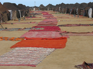 A city of traditional Berber tents by the Oued Chbika, Morocco.