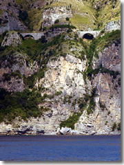 The cliff-hugging road of the Amalfi Coast Drive