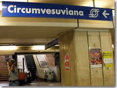 Follow signs for the Circumvesuviana underneath Naples' train station