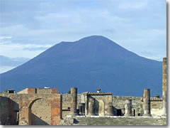 Vesuvio still menaces the ruins of Pompeii.