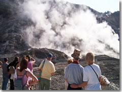 Visiting the smoking crater of Solfatara volcano near Naples