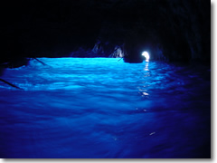 Inside the Grotta Azzurra, or Blue Grotto, of Capri