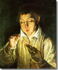El Greco's Youth lighting a Candle in the Museo Capodimonte