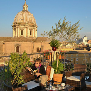 The view from a balcony at the Hotel Campo de' Fiori in Rome