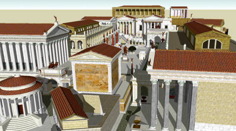 Roman Forum: Arch of Septium Severus and temples
