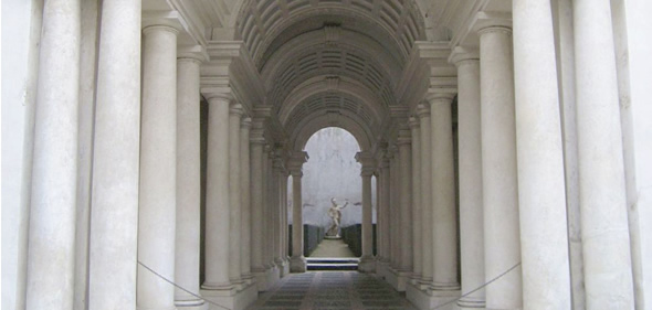 Borromini's Galleria Prospettiva in the Palazzo Spada of Rome