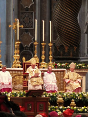Pope Benedict XVI saying mass in St. Peter's Basilica, Rome.