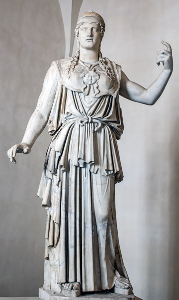 The statue of Athena of the Parthenon, signed by Antiochos (1st century BC), copied from the original by Phidias (5th century BC) in Rome's Museo Nazionale Romano - Palazzo Altemps