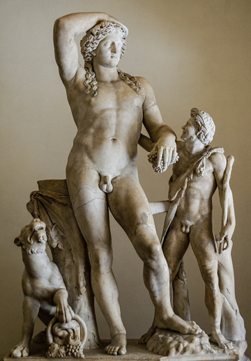 The statue of Dionysus and a satyr, an AD 2nd century Roman copy of a Hellenistic original in Rome's Museo Nazionale Romano - Palazzo Altemps