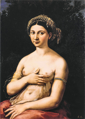Raphael's La Fornarina (1518–19) in the Galleria Nazionale d'Arta Antica- Palazzo Barberini, Rome
