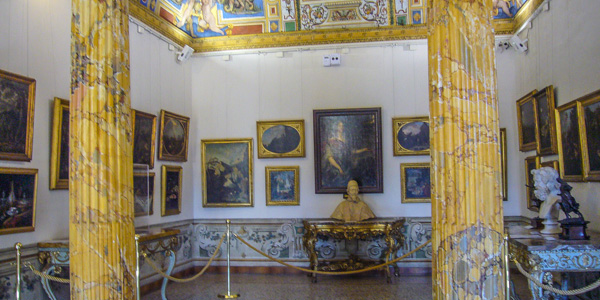 This gallery room at the Palazzo Corsini was once the bedroom of Queen Cristina of Sweden, who abdicated her throne, converted to Catholocism, and lived in Rome—on and off—from 1654 until her death 1689