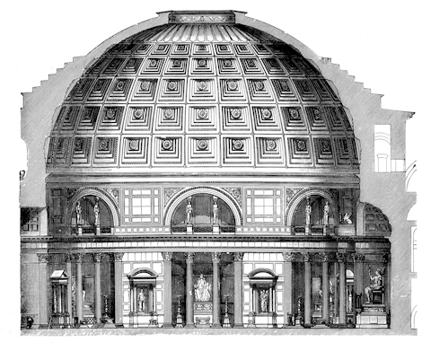 A cross-section image of the Pantheon in Rome