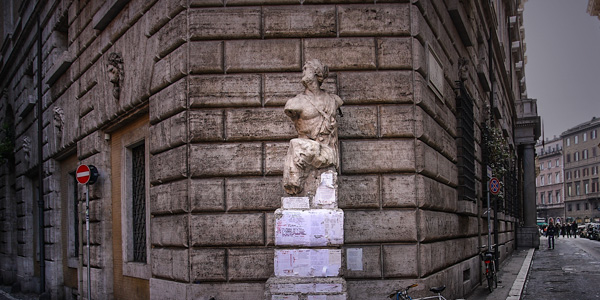 Pasquino, the most famous statua parlante (talking statue) of Rome