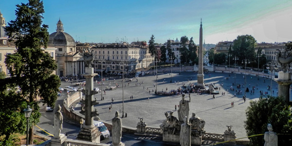 A view of Piazza del Popolo from the Pincio Gardens