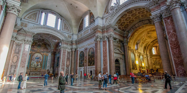 The interior of the church of  Santa Maria degli Angeli e dei Martiri, Rome
