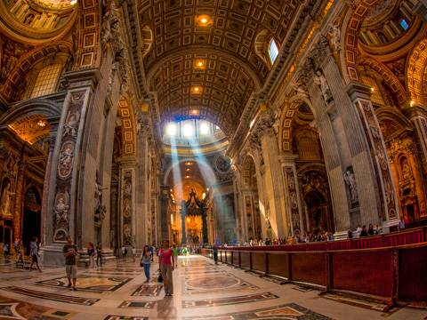 The nave of St. Peter's Basilica in Rome.