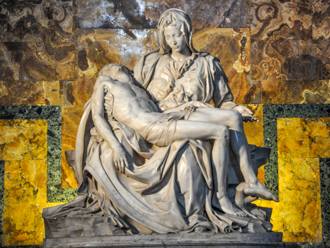 Michelangelo's first Pieta in St. Peter's Basilica, Rome.