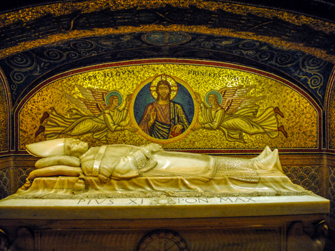 The tomb of Pope Pius XI in the Vatican Crypt below St. Peter's in Rome