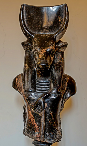 Apis, a bull-headed Egytpian god, from the Ptolemaic Period (3rd–2nd centuries BC), Museo Gregorio-Egizio, Vatican Museums, Rome, Italy. (Photo by Jastrow)