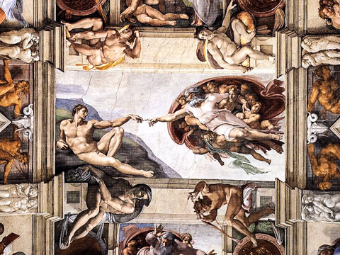 Michelangelo's God Creating Adam on the Sistine Chapel ceiling