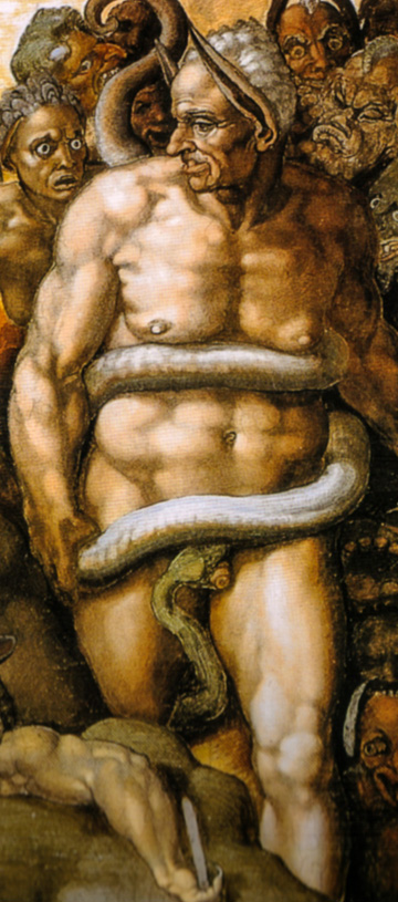 King Midas in Hell in Michelangelo's Last Judgement in the Sistine Chapel.
